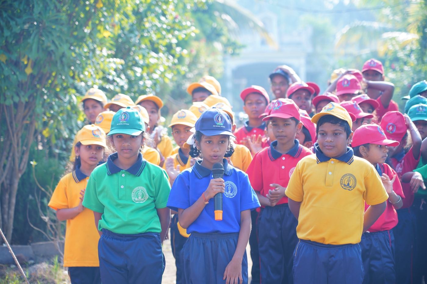 Students and teachers taking part in a school activity
