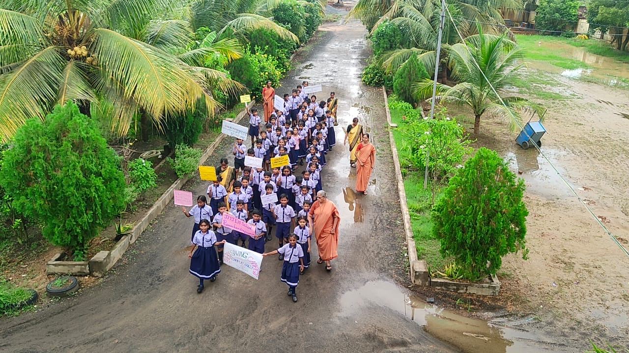Students presenting an environmental awareness campaign